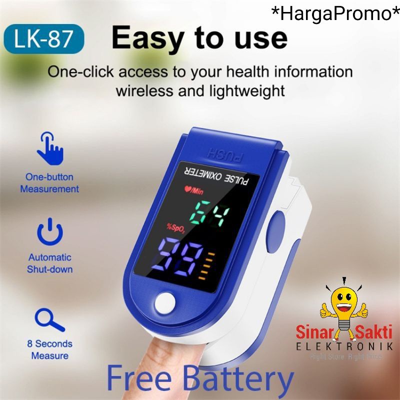 Oxymeter Fingertip Oximeter Alat Pengukur Saturasi Oksigen SpO2 Led LK87