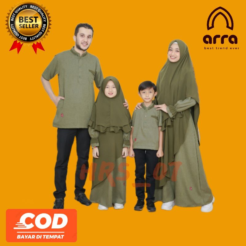 Fashion Baju Koko Gamis Set Outfit Couple Keluarga Muslim Dewasa Anak Laki Laki Perempuan Wanita Cew