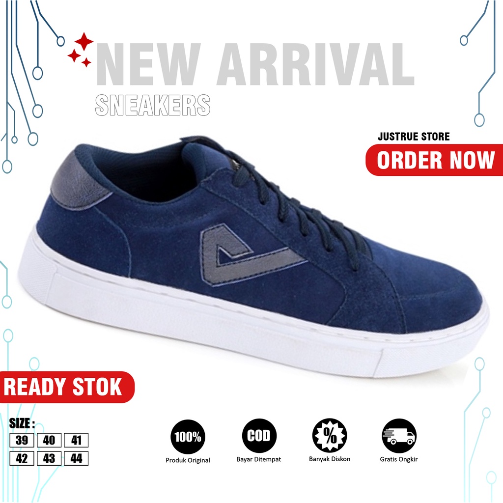 Justrue Sneakers Pria Original Sepatu Kasual Pria Dewasa Biru 702