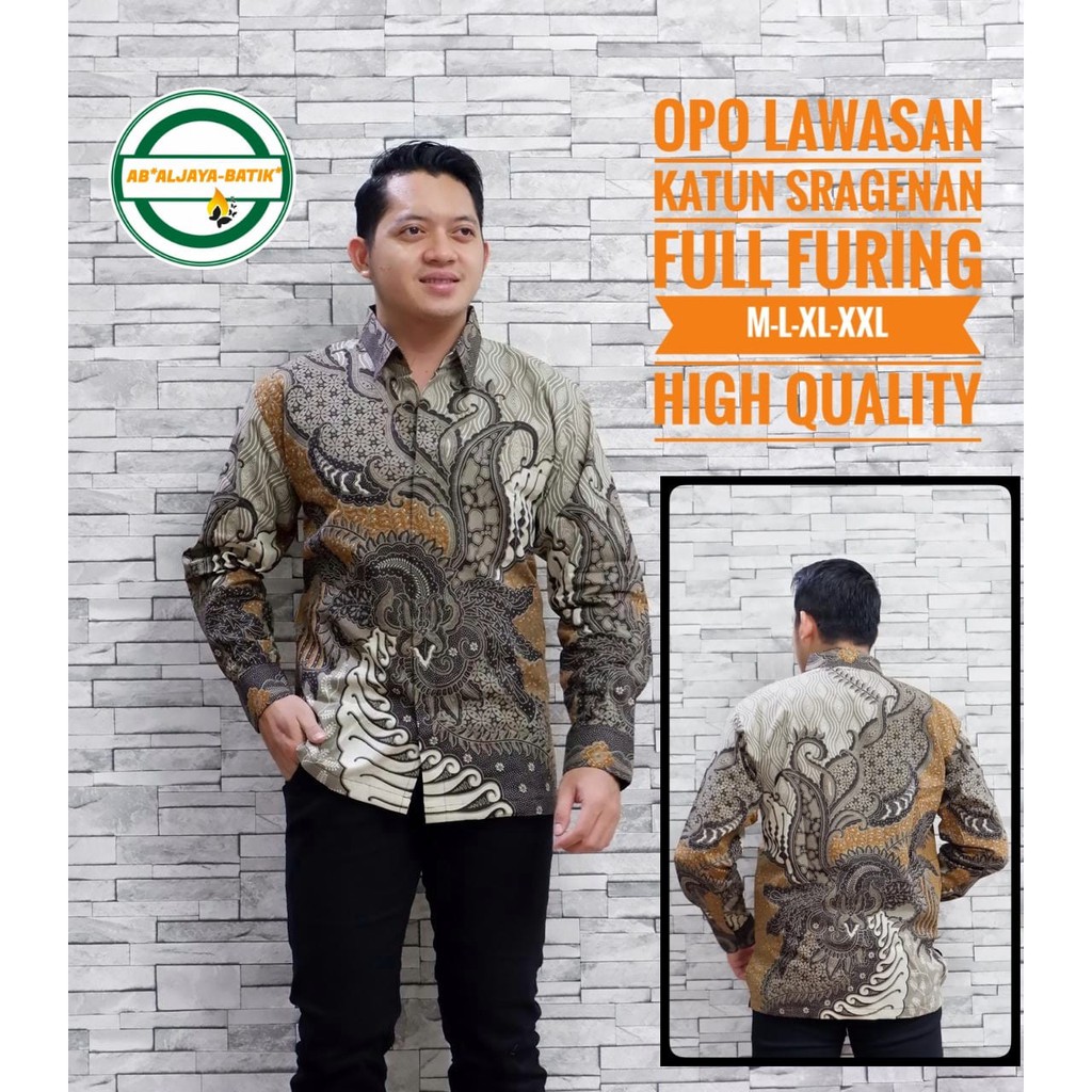 Opo Lawasan Kemeja Batik Pria Lengan Panjang Full Furing by Aljaya Batik