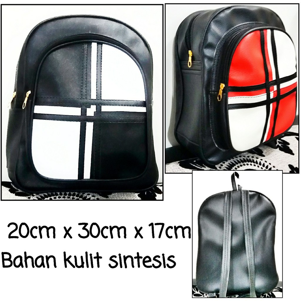 tas ransel kulit kotak 2 warna