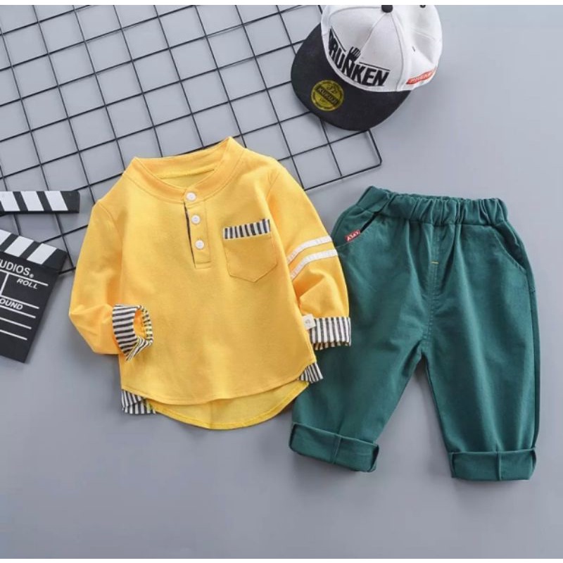 PROMO SETELAN ANAK /PAKAIAN ANAK LAKI LAKI/ BAJU ANAK / SETELAN ANAK POLO KUNING/POLO PUTIH/POLO KUNING/SETELAN TERBARU 2022