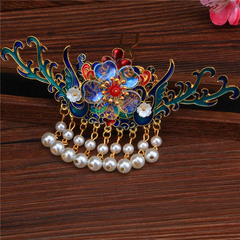 Needway   Hanfu Rambut Stik Elegan Simple Vintage Hair Disk Flower Gaya Kuno Wanita Gaya Cina Women Hair Fork