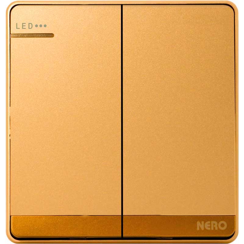 DECORA Q71622D-Gold 2 Gang 2 Way Switch with LED NERO