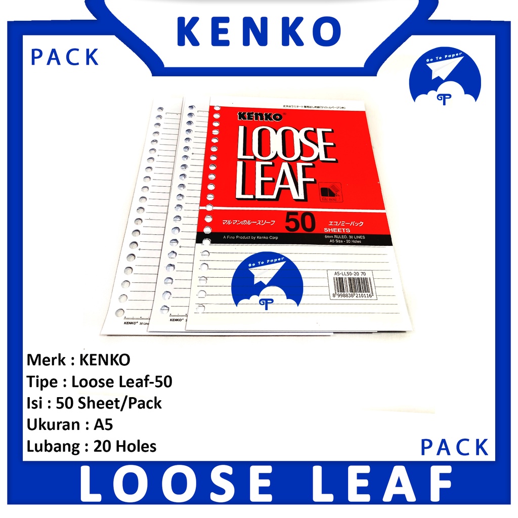 

Kenko - Loose Leaf A5 - LL50 - 20 Holes - Pack