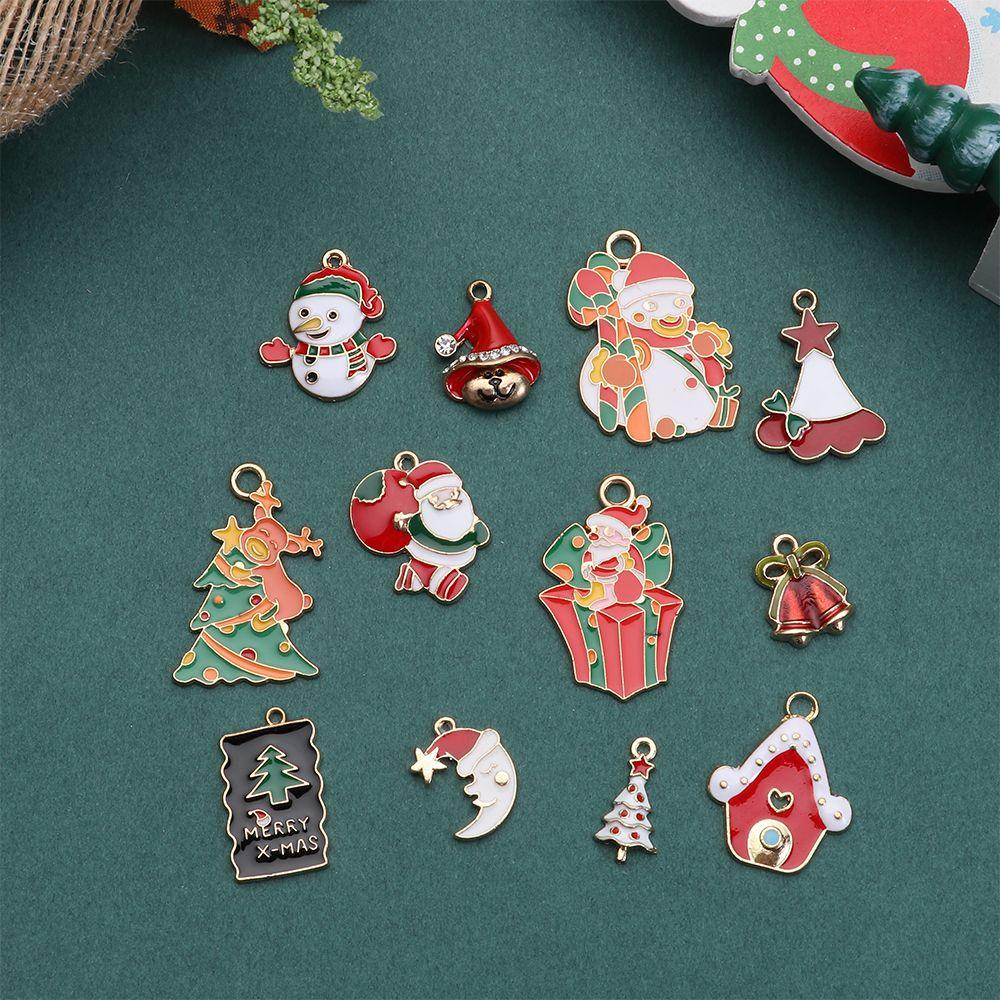 Nanas 10pcs Enamel Charms DIY Elk Kalung Gelang Santa Claus Liontin