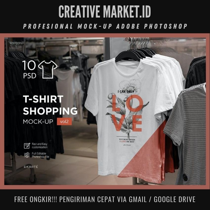 Download Profesional T Shirt Shopping Mock Up Vol 2 Creative Market Id Shopee Indonesia PSD Mockup Templates