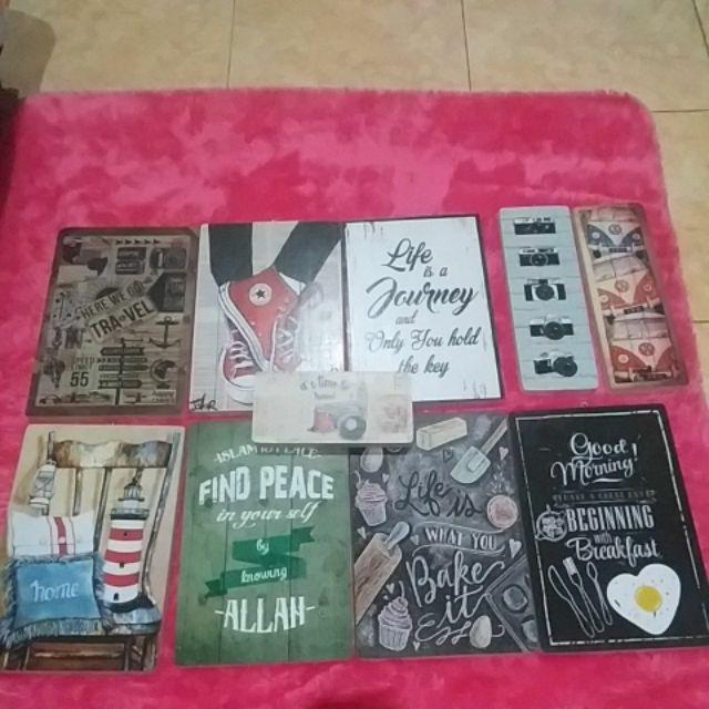 Dekorasi Dinding/poster Kayu / Ukuran Kecil 10x20cm / Time To Trevel