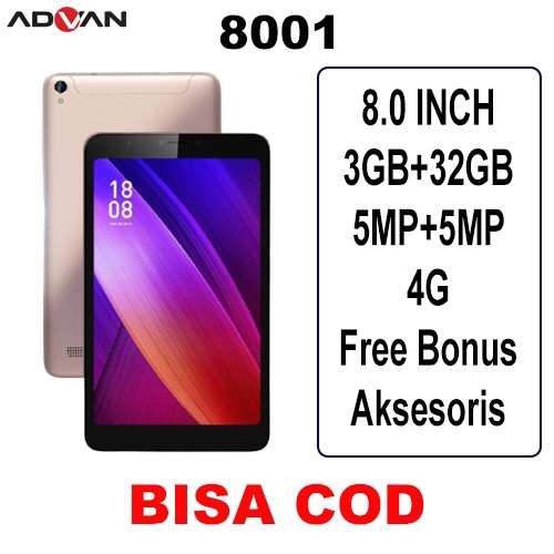 Promo Advan Tablet 8001 8'' inch 3/32 GB Garansi Resmi