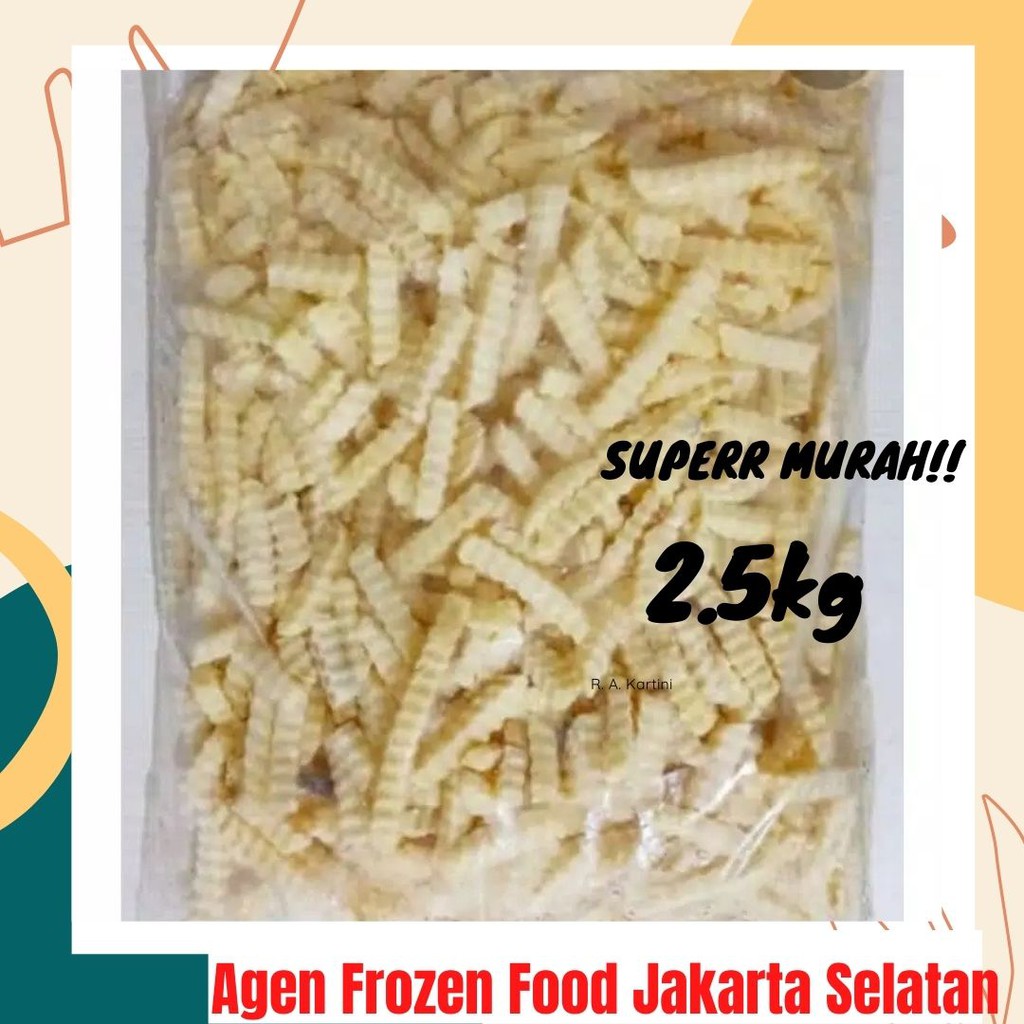 Kentang Crincle Cut 2.5kg Kentang Premium Kentang Curang Kentang Goreng Frozen food Kentang Kiloan