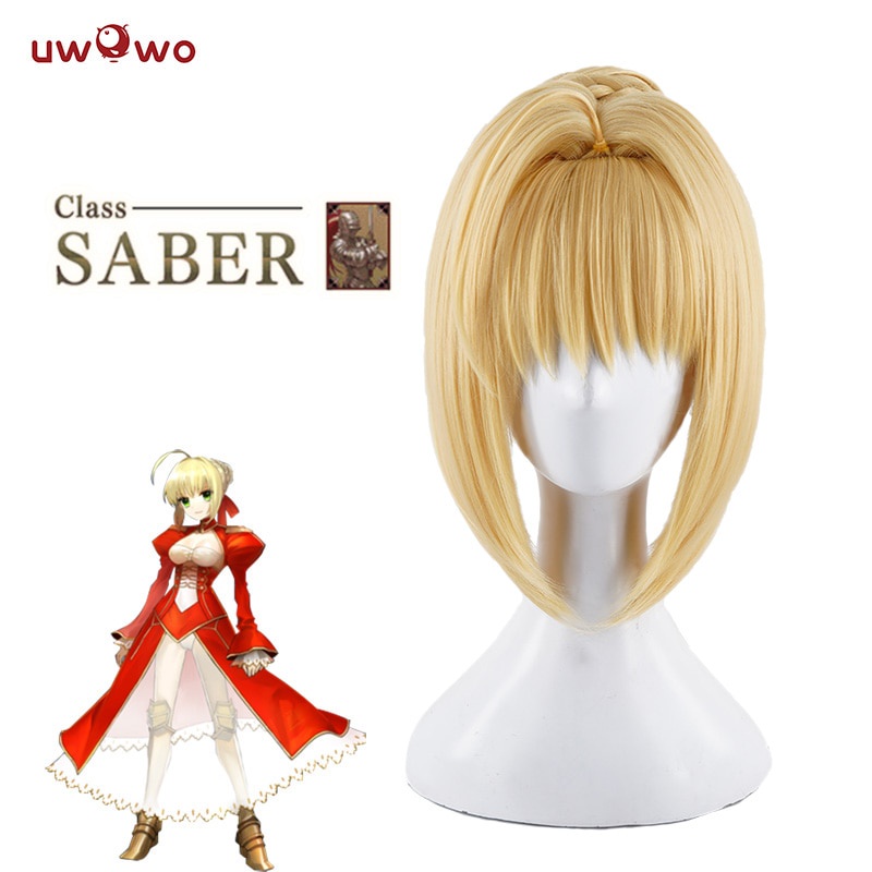 PREORDER UWOWO Game Fate Grand Order Nero Claudius Cosplay Wig Maid Ver Hair Women 35cm Golden Heat 