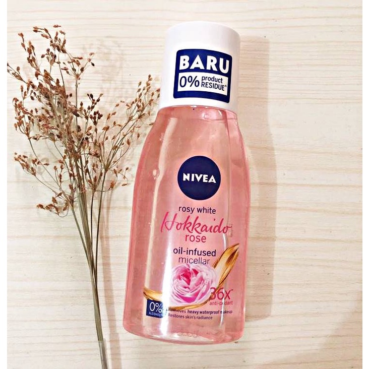 Micellar Water NIVEA Face Hokkaido Rose Oil-Infused 125 mL (Pembersih Wajah &amp; Make Up) - Micelar Water dengan Minyak Bunga Mawar Pink BPOM Hokaido