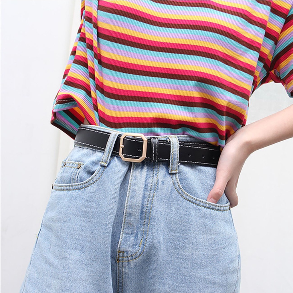 Ikat Ban Pinggang Wanita A91 OKTAGON Korea Fashion Kulit PU Gasper Sabuk Pria Mens Belt Cewe Womens Belt