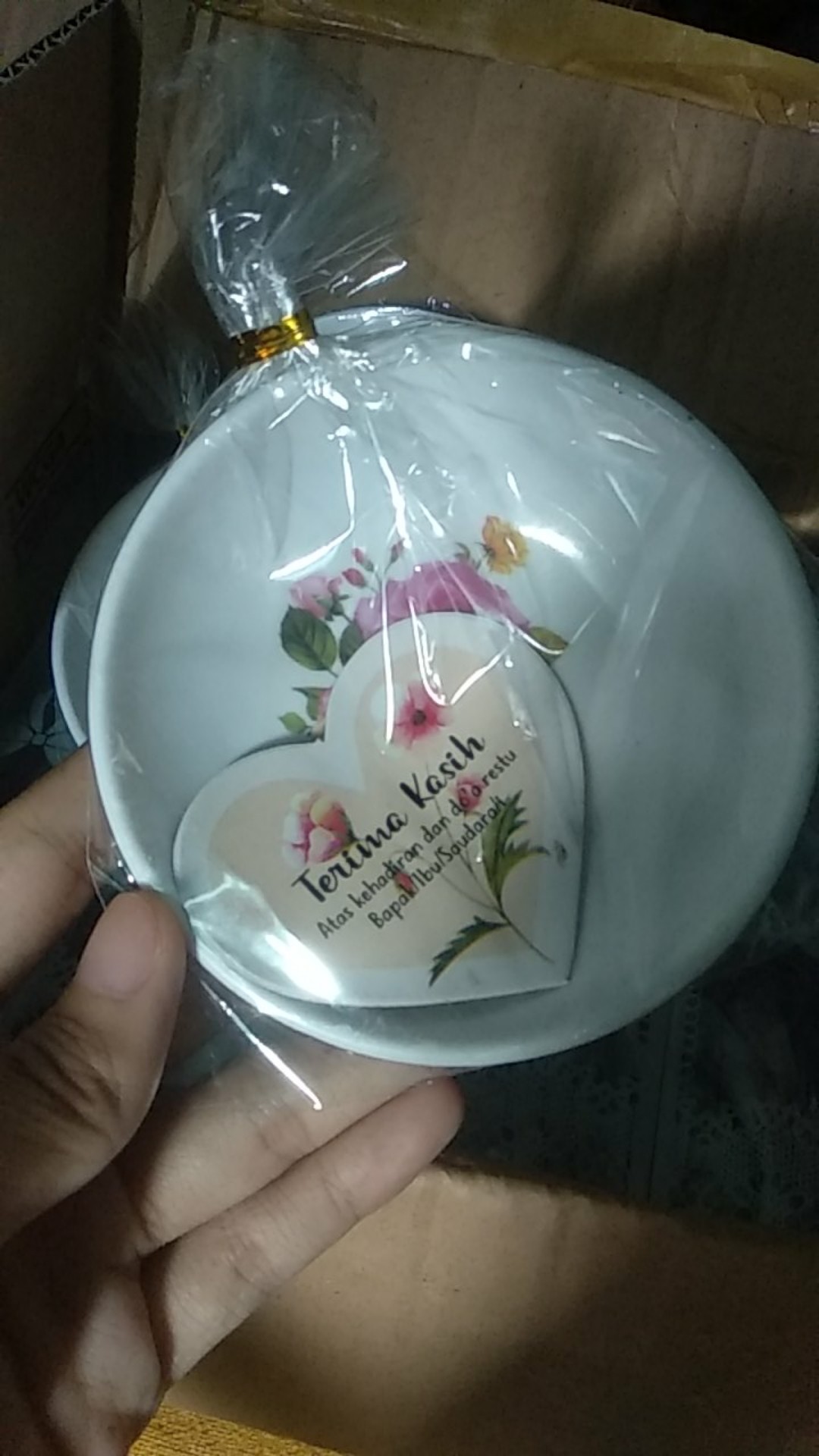 Souvenir Pernikahan Mangkok Melamin Bulat Kemas Plastik