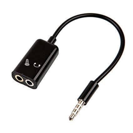 KABEL Splitter Audio Jack AUX 3.5mm Male to Dual Socket Female AUX // to MIc + Audio Earphone