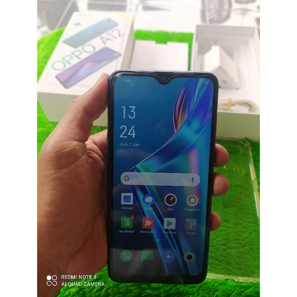 HANDPHONE HP SECOND BEKAS. OPPO A12 3/32 FULLSET 99% MULUS