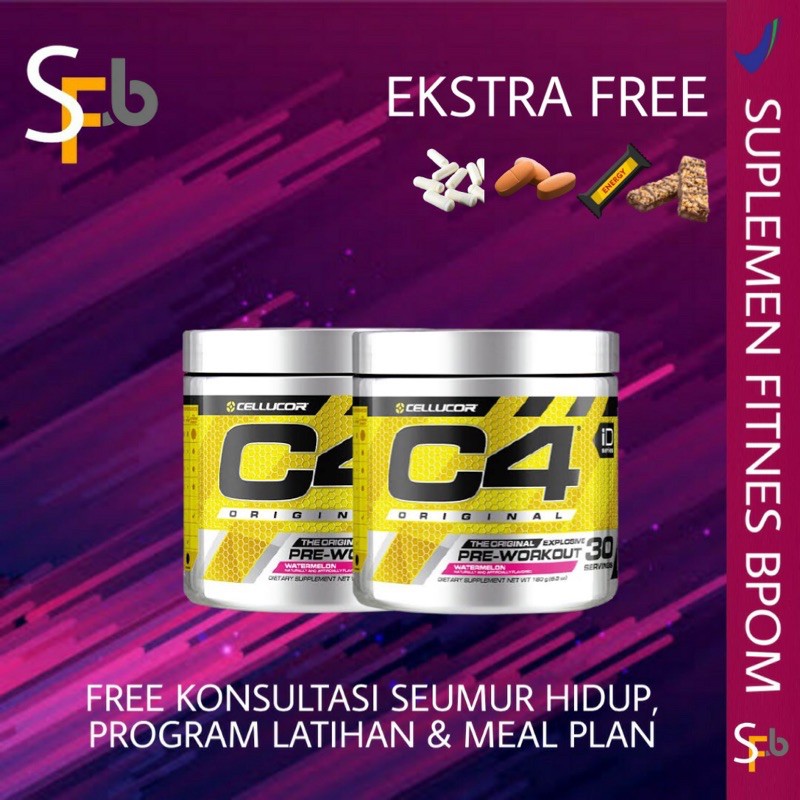 CELLUCOR C4 C 4 PRE WORKOUT 30 SERVING SUPLEMEN GYM MAKANAN FITNES STAMINA WORKOUT POWER