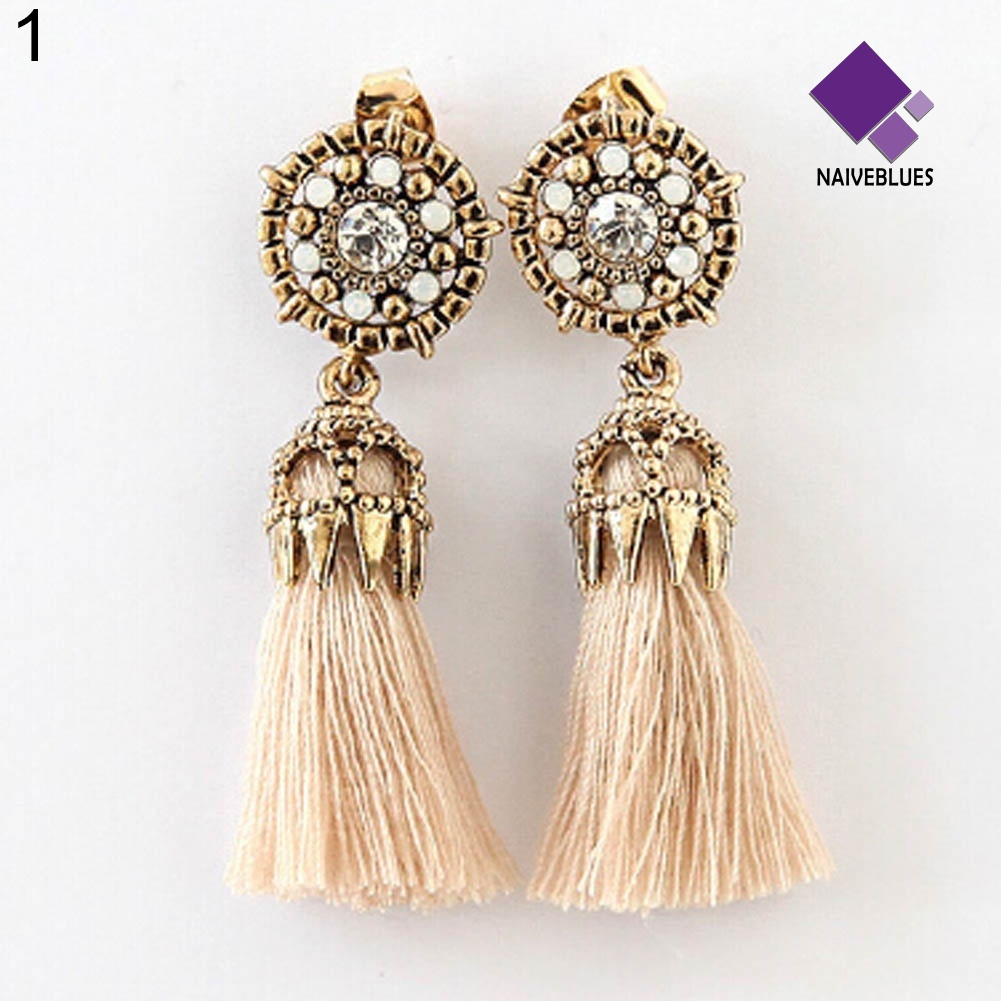 Anting Juntai Panjang Model Hollow Rumbai Gaya Vintage Untuk Wanita