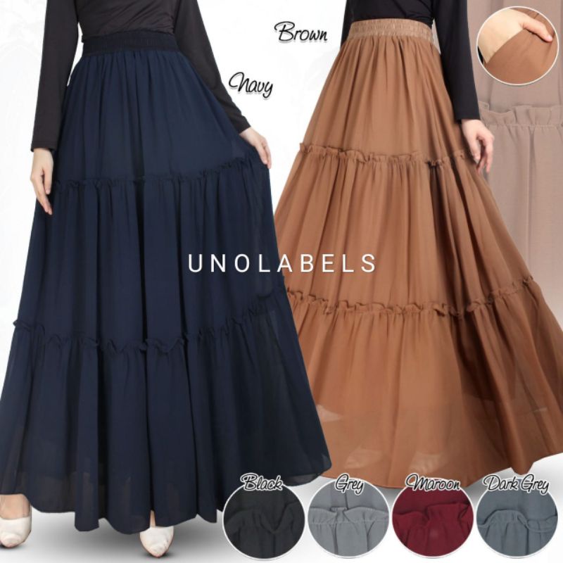 Rok Rempel Panjang Bahan Ceruti Babydoll