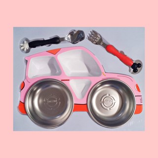 [LOGU] Piring makan set mobil stainless anak, Tempat makan stainless