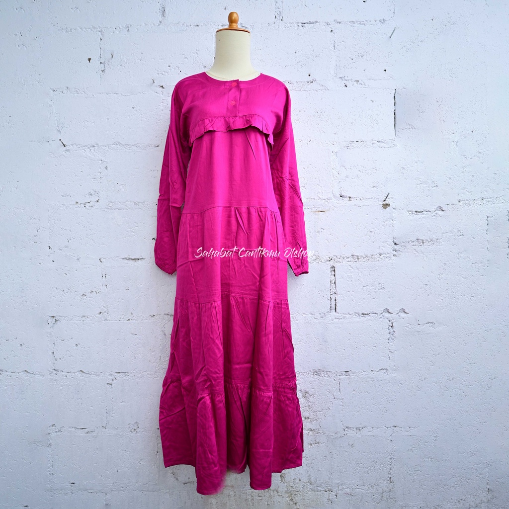 Gamis Dress Remaja Twill Busui Aplikasi Rempel Dada