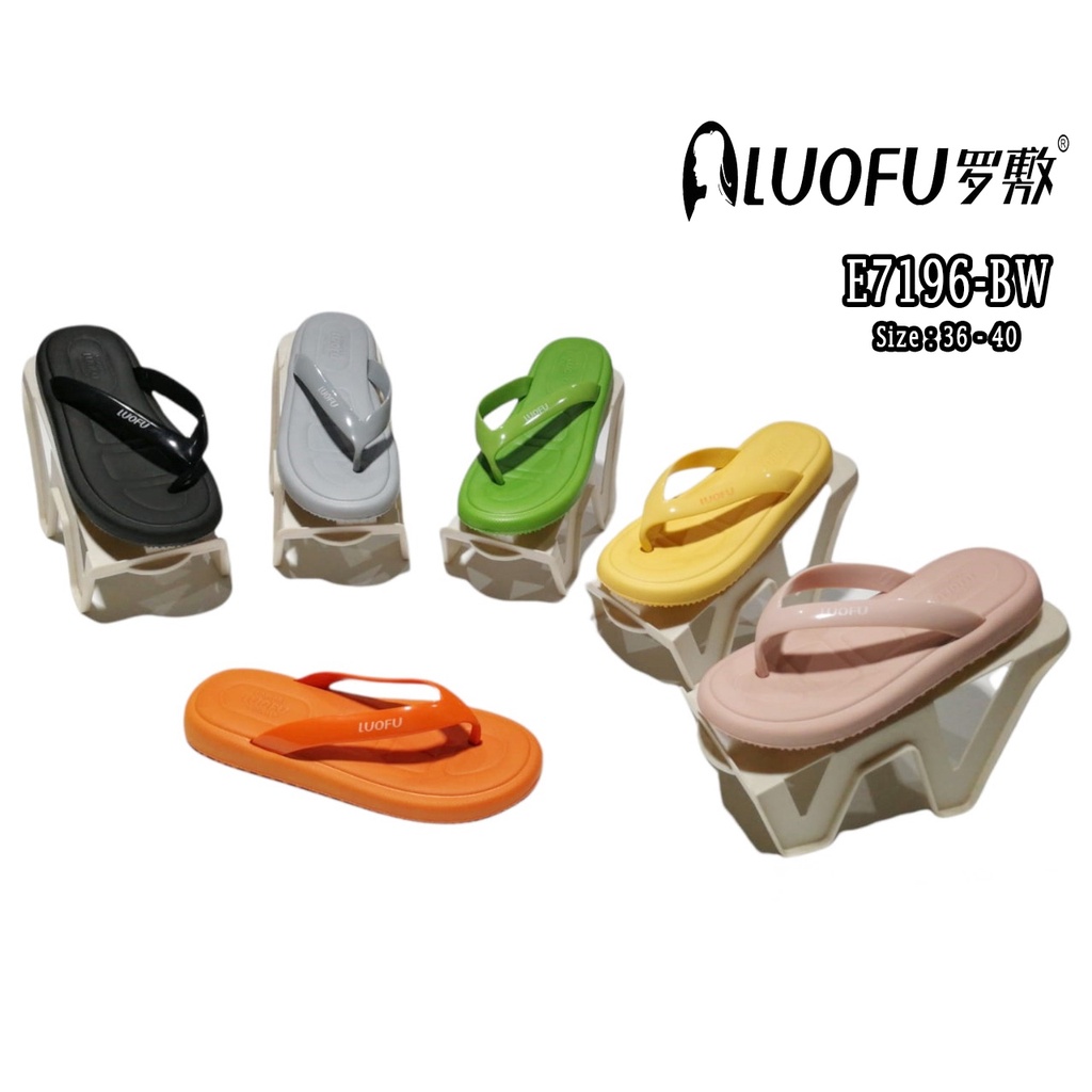 Luofu Sendal Jepit Soft EVA Pastle Color Terbaru E7196-BW
