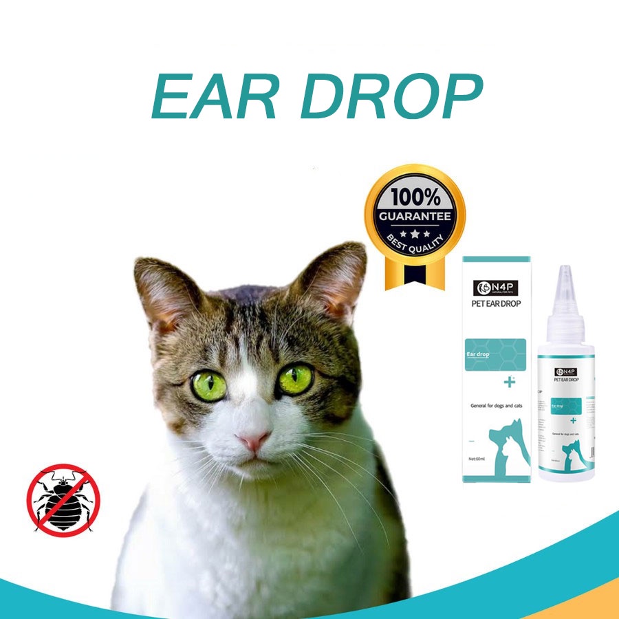 Hugopet Obat Tetes Telinga  Kucing Anjing Ear Mites Kutu dan Infeksi Telinga Hewan Pet Ear Cleaner Ear Drop 60ml