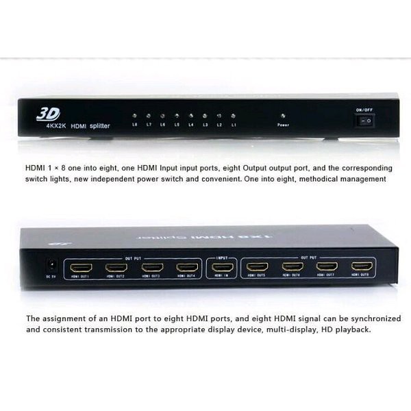 multimedia spliter 8 ports spliter multimedia 1 to 8