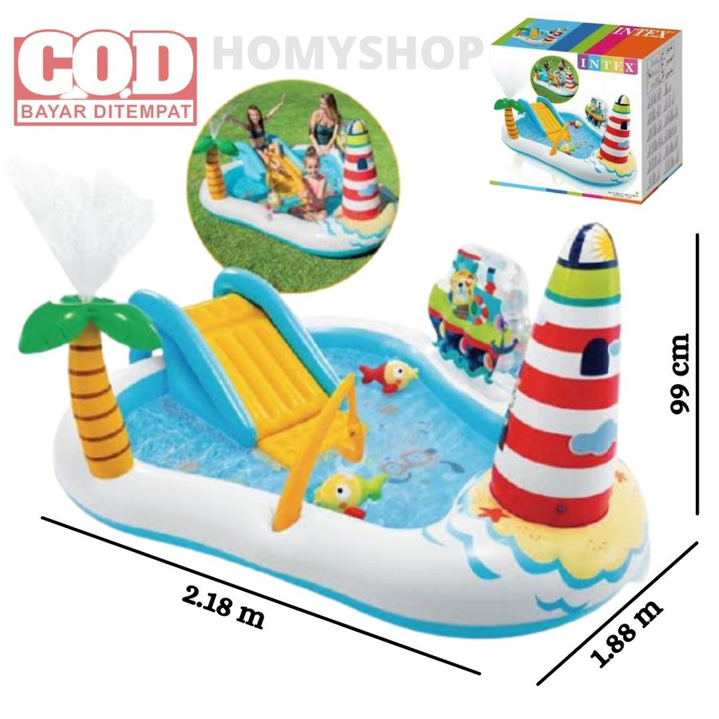 Kolam Renang Anak Intex 57162 Play Center Perosotan 2.18mx1.88mx99cm Kolam Renang Portable