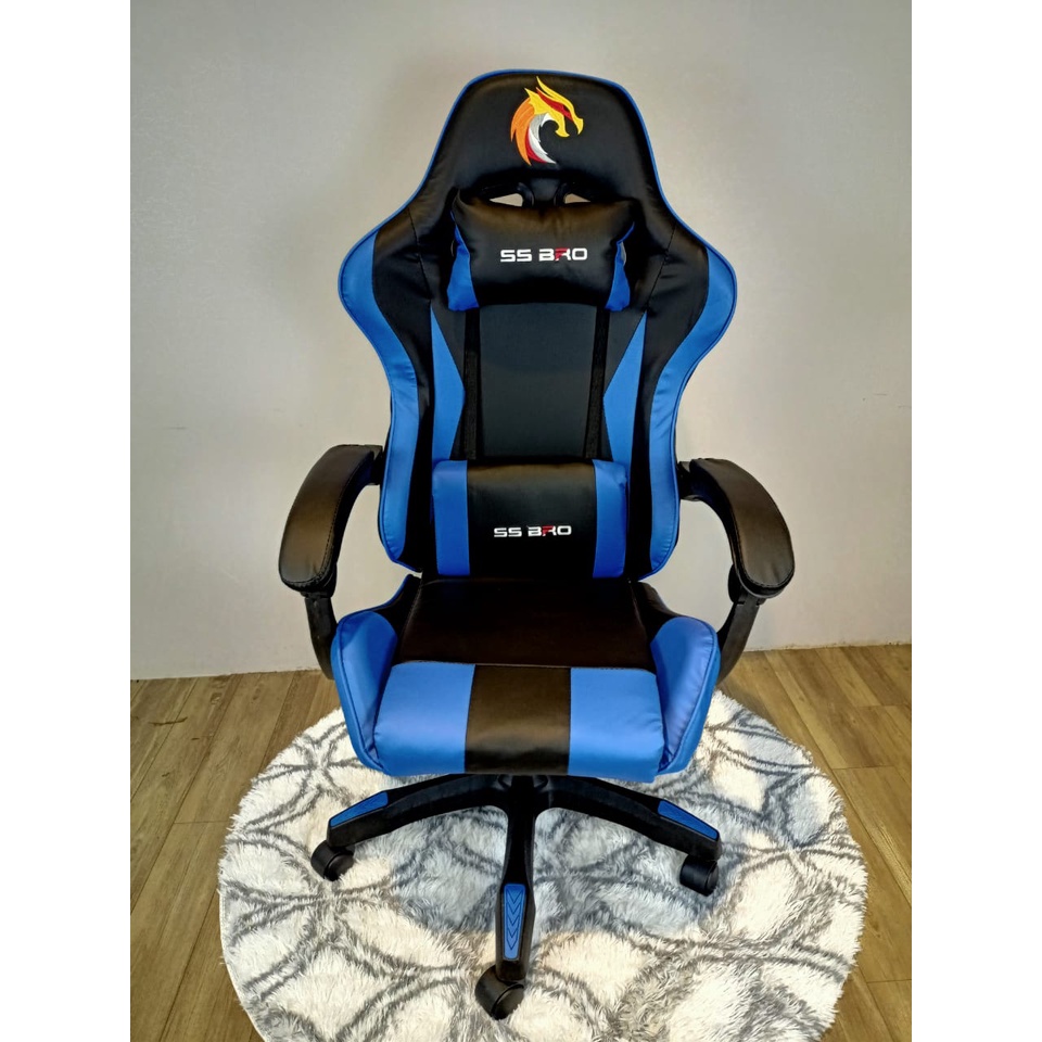 Bangku Gaming Kursi Gaming Chaho Chair Kursi Kerja Hidrolik Horizontal Footrest Kursi Balap-343 Biru NoFootrest
