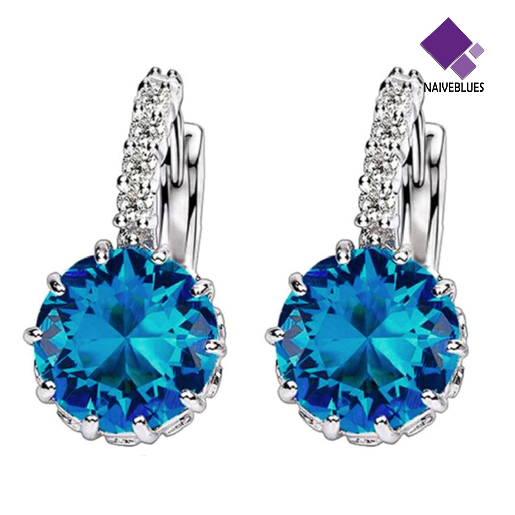 Anting Cubic Zirconia Bentuk Bulat Untuk Wanita