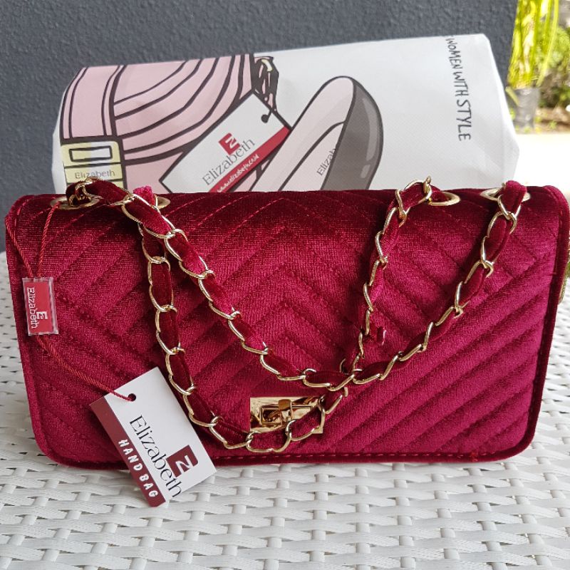 Tas Elizabeth Handbag Tali Rantai Merah