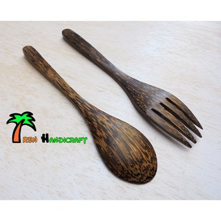 Sendok garpu set kayu  aren  18cm Shopee Indonesia