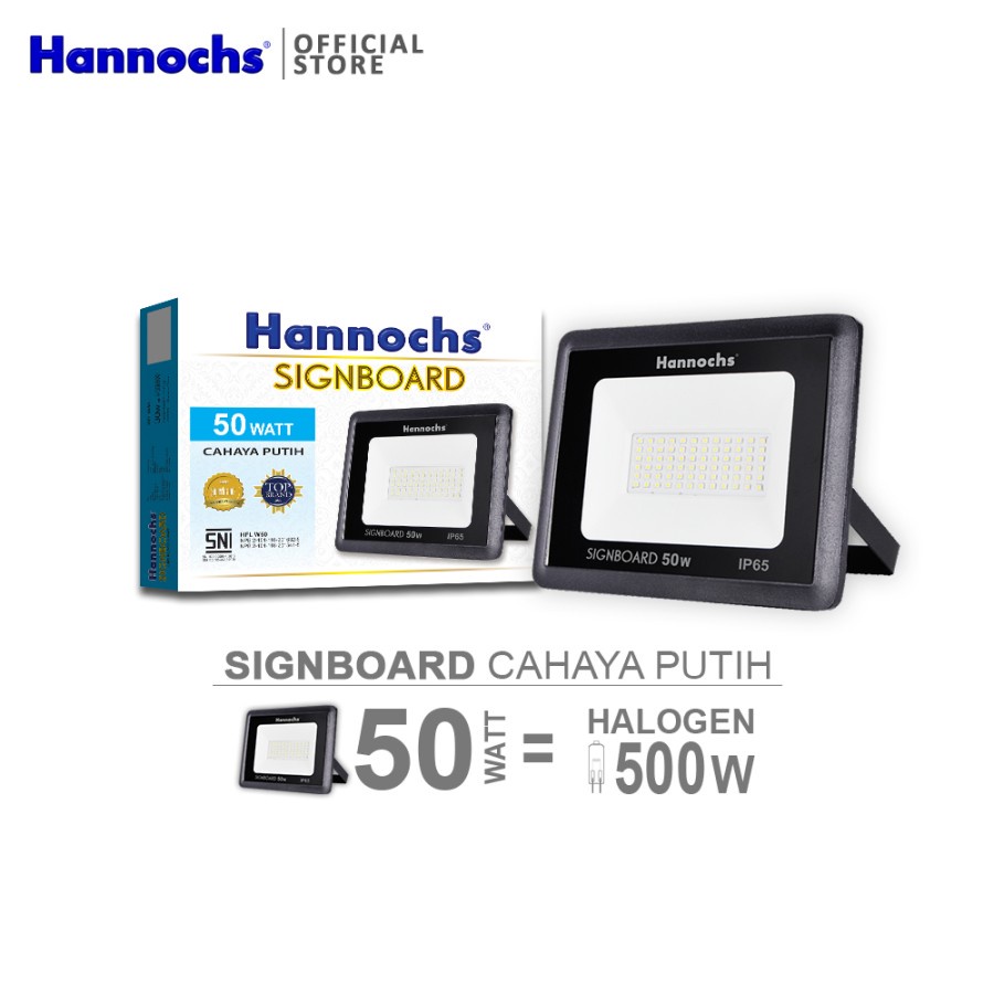 Hannochs LED Flood Light Signboard 50 watt CDL - Putih / Lampu Sorot