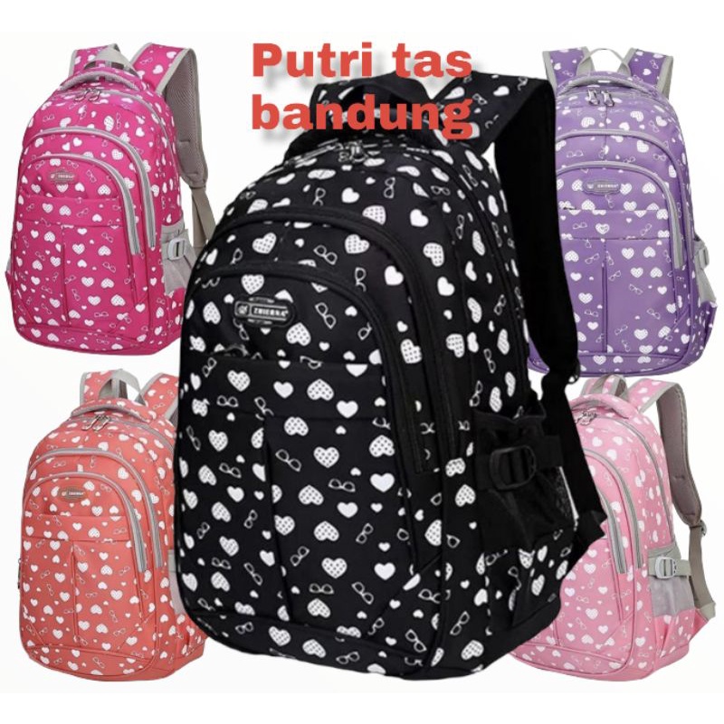 tas ransel wanita tas sekolah wanita motif love