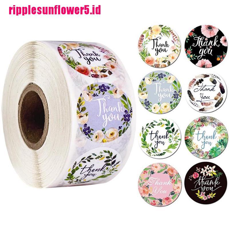# Kaos T-Shirt Wanita Lengan Pendek Motif Print #500pcs Stiker Bulat Motif Bunga Tulisan Thank You Untuk Segel Amplop