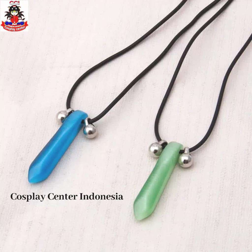 [Bisa COD] Kalung Naruto Biru dan Hijau Kalung Segel Naruto Liontin Naruto Kyubi Kalung Kristal