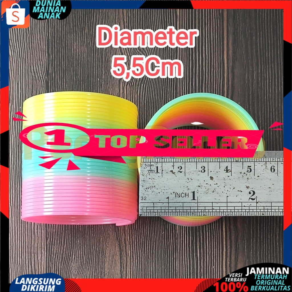 Mainan Anak Magic Spring Diameter 5,5 Mainan Spiral Rainbow Pelangi Plastik Murah Dan Aman