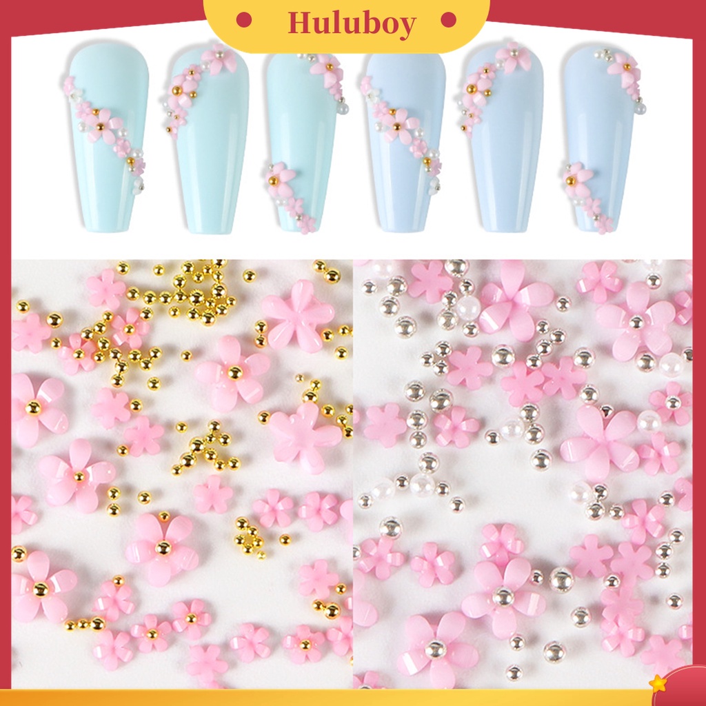 Huluboy Huluboy♡ 1 Kantong Manik-Manik Bunga 3D Multifungsi Tahan Air Untuk Dekorasi Nail Art