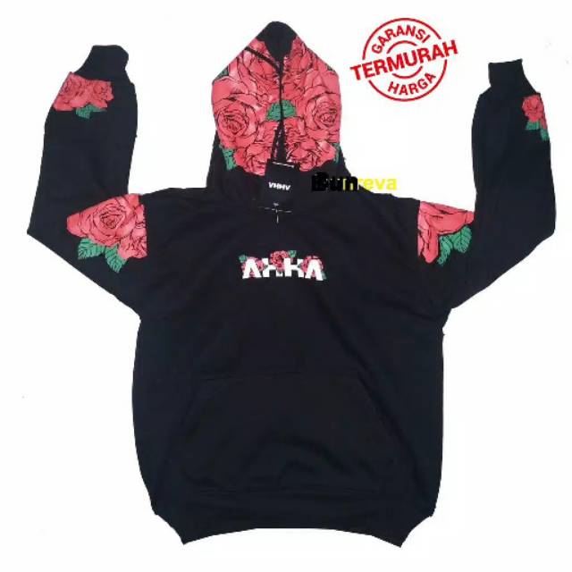 Teball Sweater Hoodie AHHA / Jaket AHHA Rose Hitam Bisa (COD)