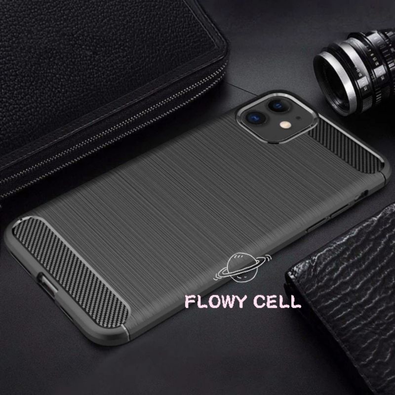 Iphone 11 / 11 Pro / 11 Pro Max Black carbon fiber case softcase casing
