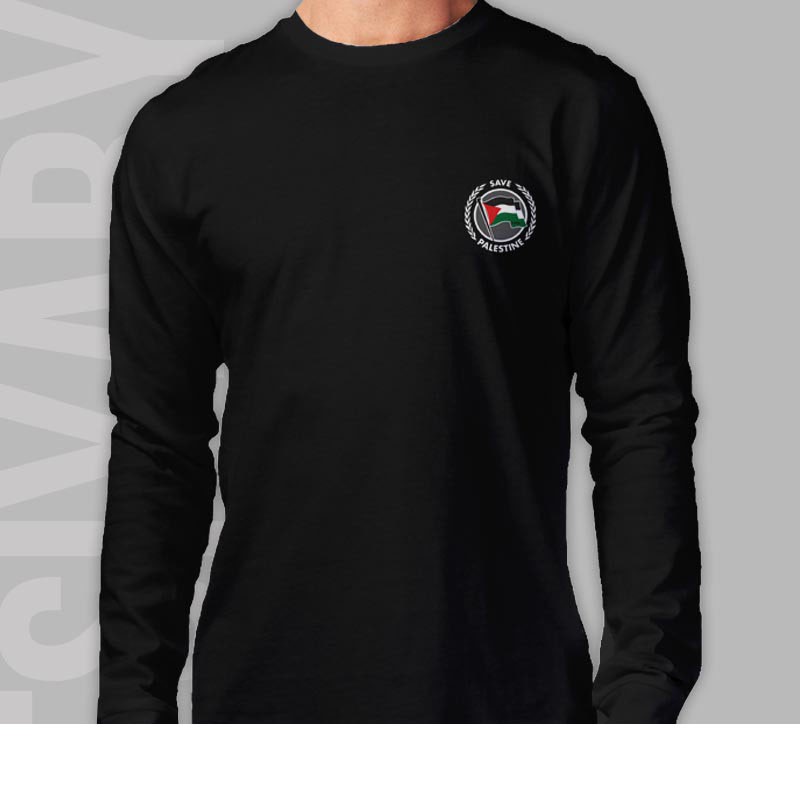 KAOS PANJANG SAVE GAZA PALESTINE 23 - Kaos Bendera palestina logo kecil - Kaos Palestina