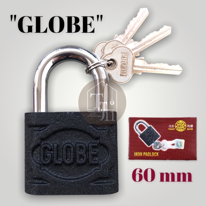 Gembok GLOBE Hitam kuningan ukuran 40mm 50mm 60mm