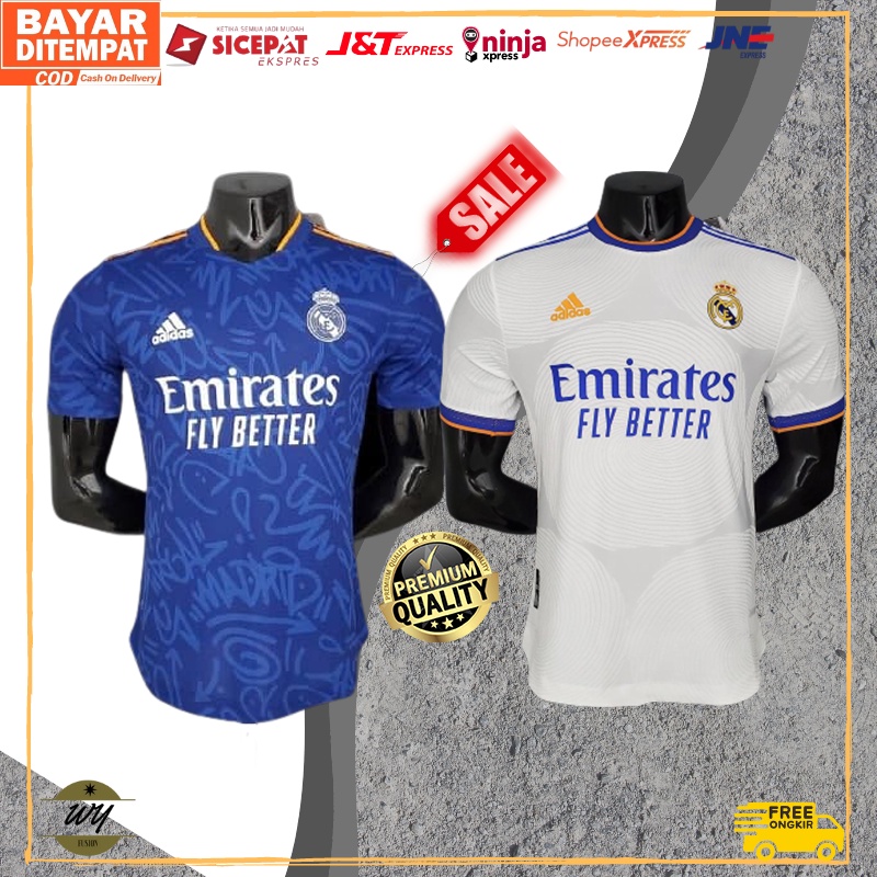 Baju Jersey Olahraga Bola Futsal Real Madrid Rm Home Away Player Issue Lengan Pendek Pria Dewasa New
