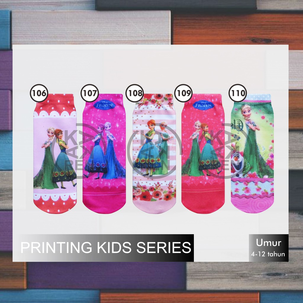 Kaos Kaki Printing Anak Karakter Mickey Mouse, Frozen F