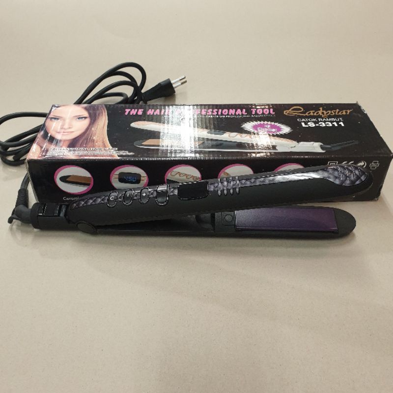 Alat Catok Rambut 2in1 Curly Keriting Lurus Terbagus Ladystar Ls 3311 Hair straightener Murah