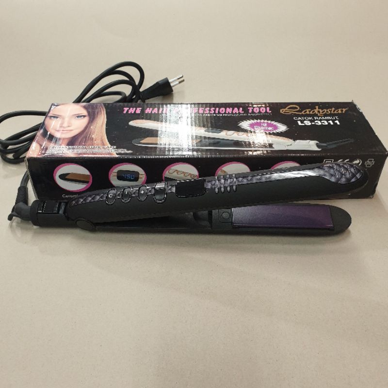 Alat Catok Rambut 2in1 Curly Keriting Lurus Terbagus Ladystar Ls 3311 Hair straightener Murah