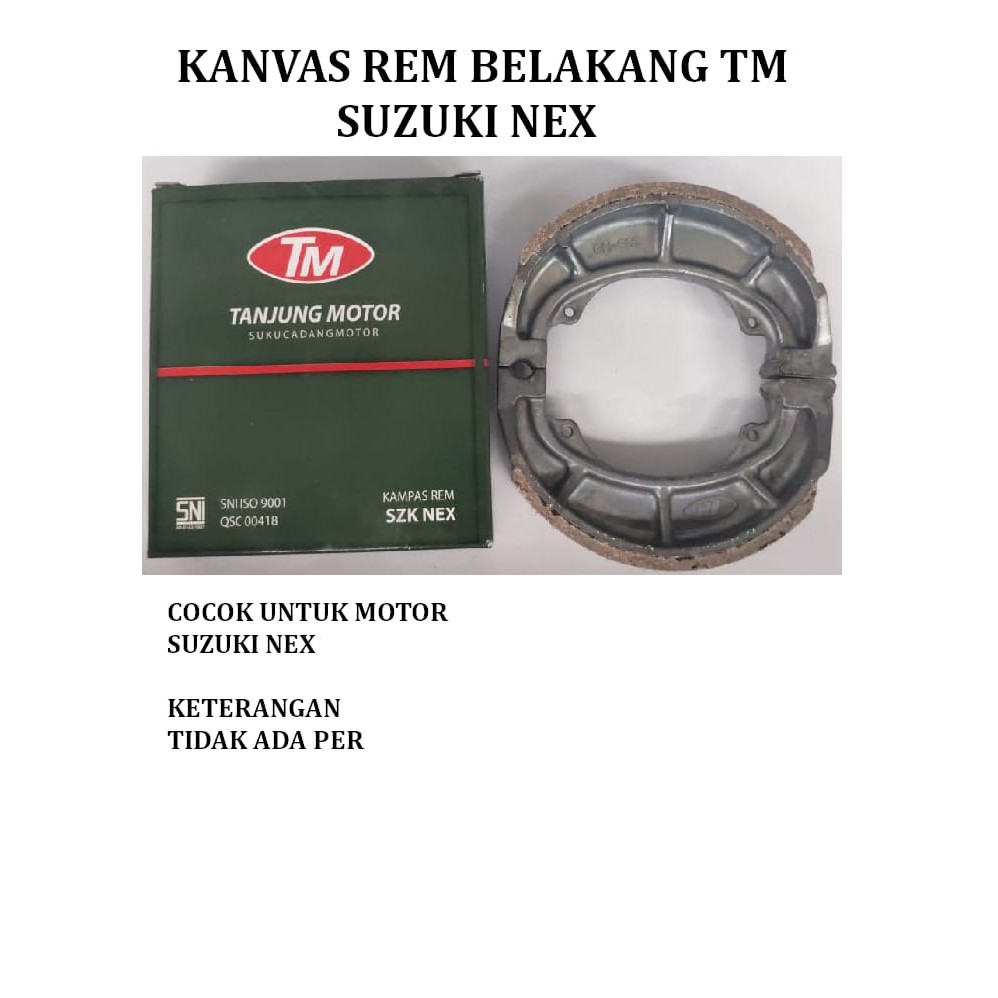 KAMPAS REM BELAKANG MOTOR PIRODO TM SUZUKI NEX Tanjung Motor ASLI ORI