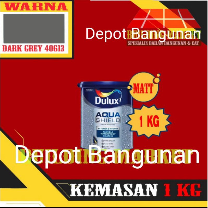 Cat Tembok Dulux Aquashield Waterproofing Exterior Dark Grey 1 KG