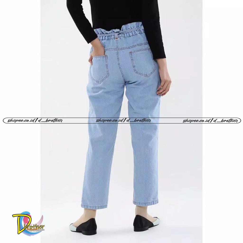 Bawahan Muslim Wanita CELANA JEANS HW Baggy WANITA 3020 Longpant Denim Buttoned